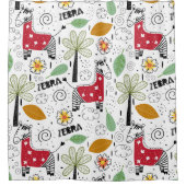 Rideaux De Douche Zebra Safari thème Palm Tree, Fleurs, doodle (Devant)