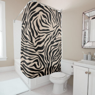 Rideaux De Douche Zebra Stripes crème Beige Black Wild Poster de an