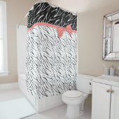 Rideaux De Douche Zèbre peau noir blanc tigre rayures de cuir rose (En situation)