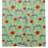 Rideaux De Douche Zèbres parmi les fleurs d'Hibiscus (Devant)