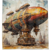 Rideaux De Douche Zeppelin Steampunk Vintage (1) (Devant)