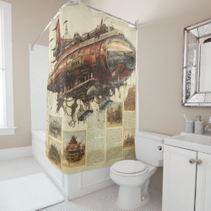 Rideaux De Douche Zeppelin Steampunk vintage (11)
