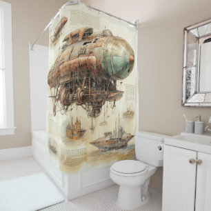 Rideaux De Douche Zeppelin Steampunk vintage (4)