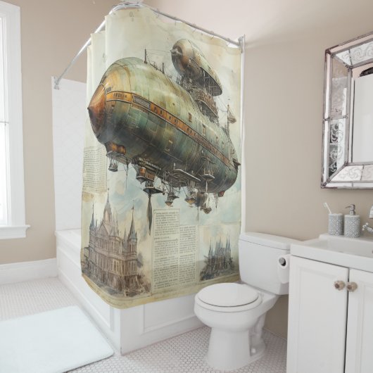 Rideaux De Douche Zeppelin Steampunk vintage (7) (En situation)