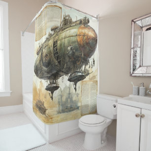 Rideaux De Douche Zeppelin Steampunk vintage (8)