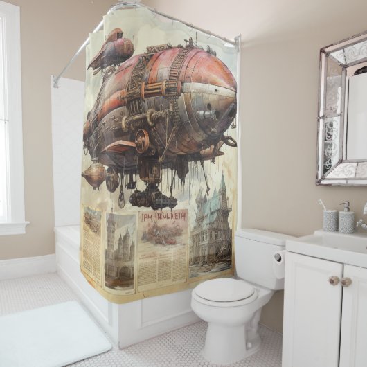 Rideaux De Douche Zeppelin Steampunk vintage (9) (En situation)