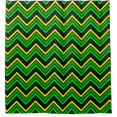 Rideaux De Douche Zigzag de chevron vert, noir et jaune (Devant)