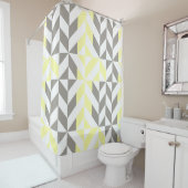 Rideaux De Douche ZigZag géométrique jaune et argent (En situation)