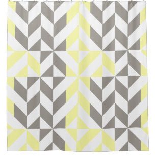 Rideaux De Douche ZigZag géométrique jaune et argent