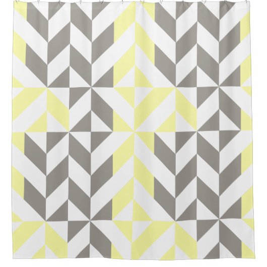 Rideaux De Douche ZigZag géométrique jaune et argent (Devant)