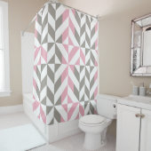 Rideaux De Douche ZigZag géométrique rose framboise et argent (En situation)