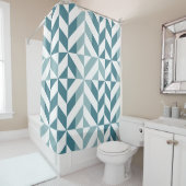 Rideaux De Douche ZigZag géométrique vert turquoise à deux tons (En situation)