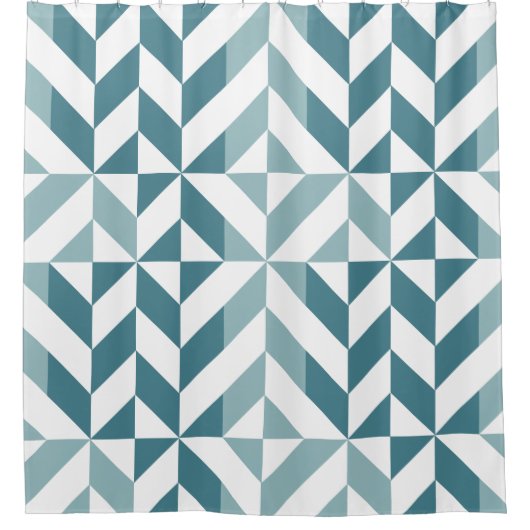 Rideaux De Douche ZigZag géométrique vert turquoise à deux tons (Devant)