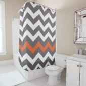 Rideaux De Douche Zigzags Gris À Accent Orange (En situation)