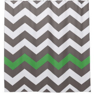 Rideaux De Douche Zigzags Gris À Accent Vert