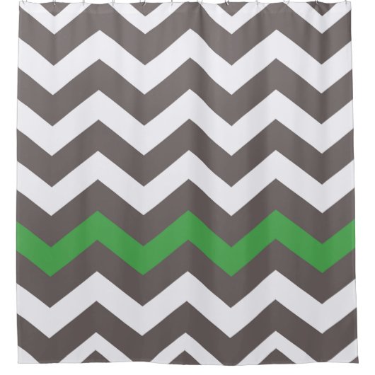 Rideaux De Douche Zigzags Gris À Accent Vert (Devant)