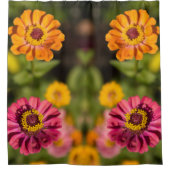 Rideaux De Douche Zinnias orange et rose en fleurs (Devant)
