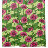 Rideaux De Douche Zinnias rose sur vert clair (Devant)
