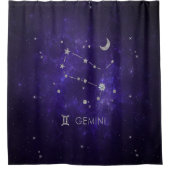 Rideaux De Douche Zodiac Purple Gemini | Horoscope d'astrologie cosm (Devant)