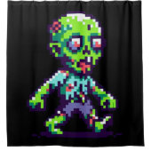 Rideaux De Douche zombie drôle Halloween 8 bits (Devant)