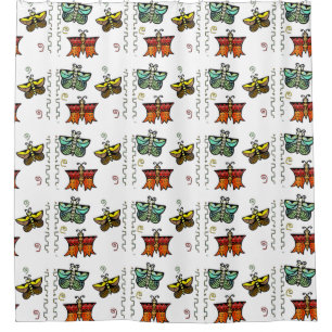 Rideaux De Douche Zuni Butterfly Folk Art