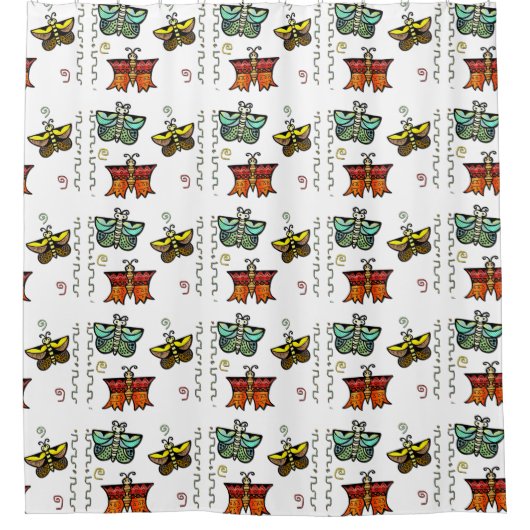 Rideaux De Douche Zuni Butterfly Folk Art (Devant)