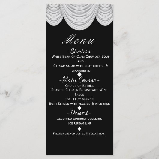 Rideaux HOLLYWOOD noir et blanc Menu élégant (Devant)