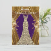 Rideaux violet et or Fête des mariées Invitation (Debout devant)