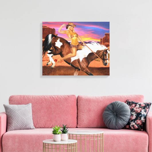 RIDE'M BRONCO COWGIRL CANVAS AFDRUK (Insitu (Woonkamer))