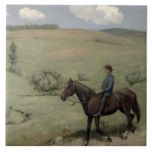 Rider in a Landscape, 1894 (olie aan boord) Tegeltje
