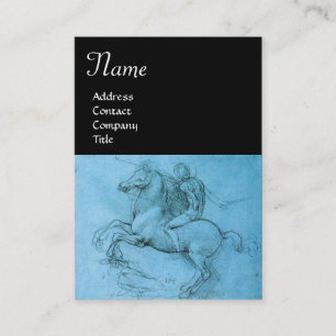 Rider op een fokpaard/monogram, blauw, zwart visitekaartje