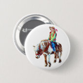 Rider op een pony badge ronde button 5,7 cm (Voorkant /achterkant)