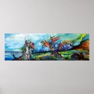 RIDERS IN HET STORM Medieval Knight Horseback Poster