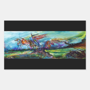 RIDERS IN HET STORM Medieval Knight Horseback Rechthoekige Sticker