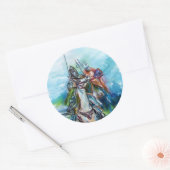 RIDERS IN HET STORM Medieval Knight Horseback Ronde Sticker (Envelop)