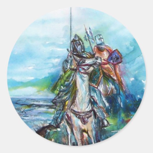 RIDERS IN HET STORM Medieval Knight Horseback Ronde Sticker (Voorkant)