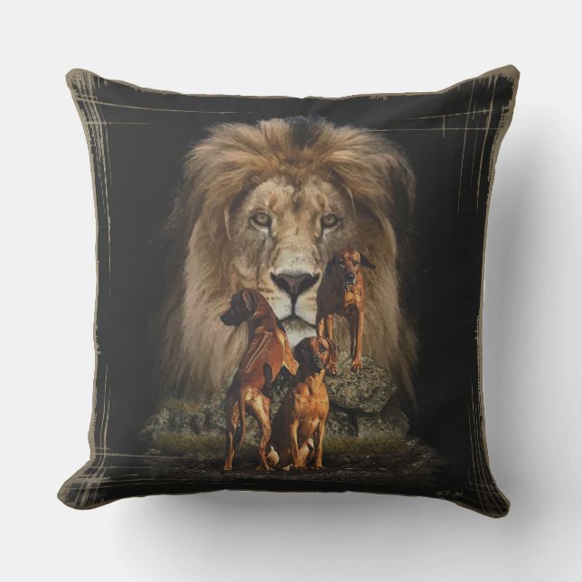 Ridgeback met Rhodezisch Ridgeback met Lion Buitenkussen (Voorkant)
