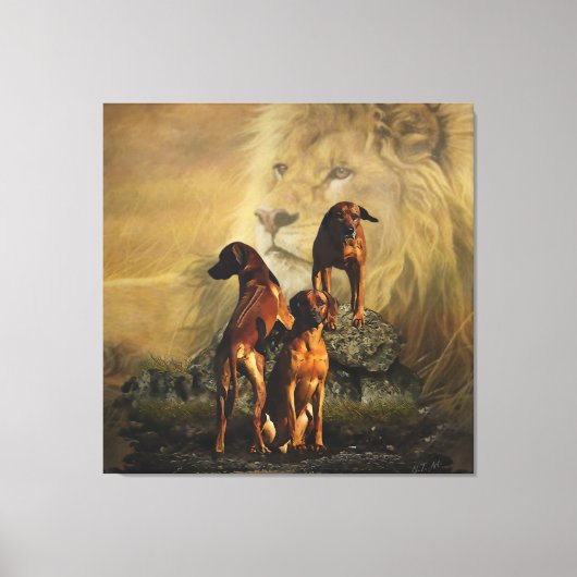 Ridgeback met Rhodezisch Ridgeback met Lion Canvas Afdruk (Voorkant)