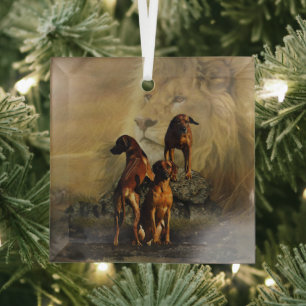Ridgeback met Rhodezisch Ridgeback met Lion Glas Ornament