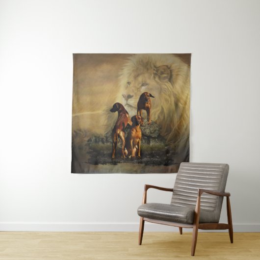 Ridgeback met Rhodezisch Ridgeback met Lion Wandkleed (In situ)