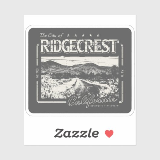 RIDGECREST KERN CALIFORNIA  STICKER (Vel)