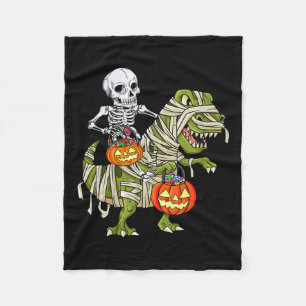 Riding Mummy Dinosaur T Rex Halloween Funny Pumpki Fleece Deken