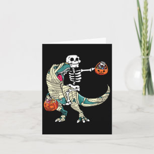 Riding Mummy Dinosaur T Rex Halloween Funny Pumpki Kaart