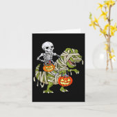 Riding Mummy Dinosaur T Rex Halloween Funny Pumpki Kaart (Gele Bloem)