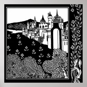 “Riding Out From The Abbey” door Aubrey Beardsley Poster