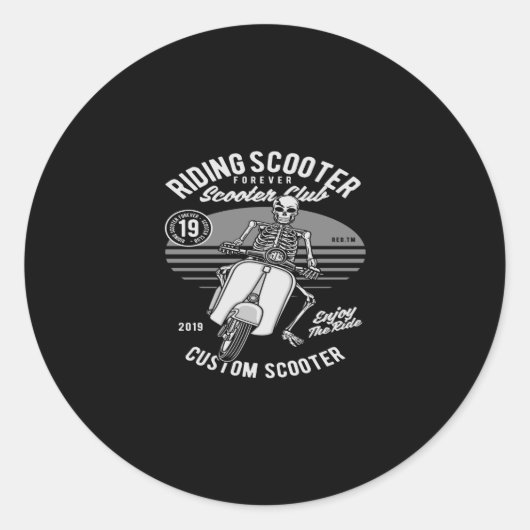 riding scooter ronde sticker (Voorkant)
