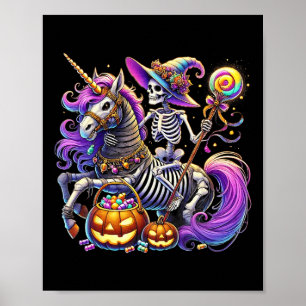 Riding Skeleton Unicorn Halloween kostuum Poster