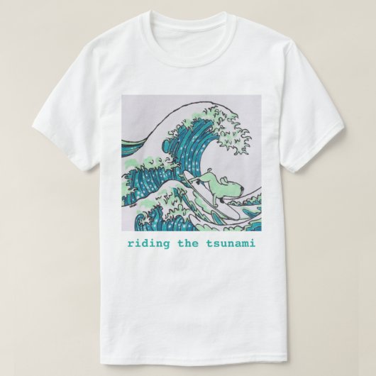 Riding van de tsunami t-shirt (Design voorkant)
