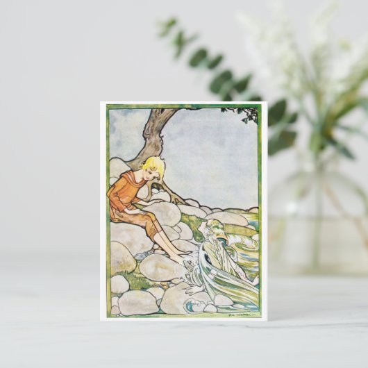 Rie Cramer Illustratie Mermaid and Boy Briefkaart (Staand voorkant)