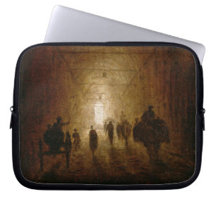 Rieders en voetgangers die door een aangesloten P Laptop Sleeve
